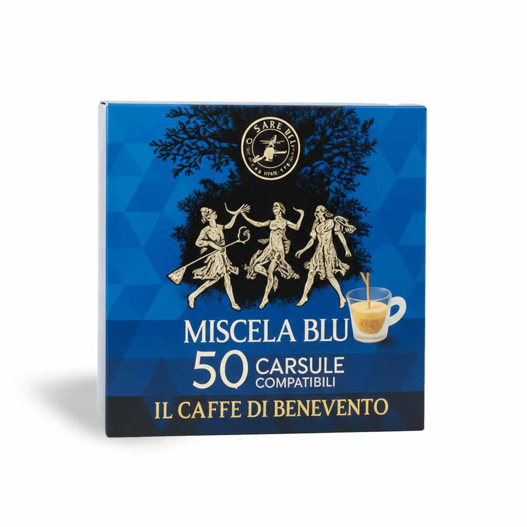 The Italian legend Caffè Strega, Miscela Blu, Compatible “Nespresso” capsules